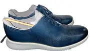 Cole Haan 2.ZeroGrand Mens 9 W Shoes Oxford Navy Blue Leather Laser Cut NIB