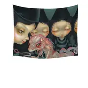 Halloween Witchy Sisters the Pet Bizarre Dragon Tapestry