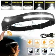 COB+LED Motion Sensor Headlamp USB Rechargeable Headlight Torch Flashlight 5Mode