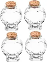 4Pcs Heart Shaped Glass Wishing Bottles with Cork Clear Storage Containers for Objects Decorative Craft Lightweight and Portable for and Home Decor