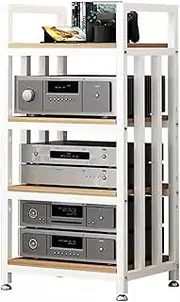 HiFi Rack Floor Standing Stereo Stand Cabinet, 4 Tier Audio-video Shelving for Speaker/Record Player/Component(White)