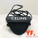 二手精品CELINE 賽琳 黑色皮革 MINI TRIANGLE 三角斜跨包 單肩包 10I193DMO.38SI