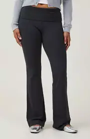 Cotton:On Women's Bella Bootleg Pants Yoga Flare Stretch Foldover Charcoal XS
