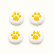 4Pcs Cute Cat Paw Claw Thumb Stick Grip Cap Joystick Cover For Nintend Switch or Switch Lite Console-White&Yellow