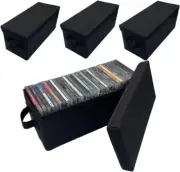 CD Storage Boxes 4 Pack Durable CD Case Organizer with Lid Disc Container Set