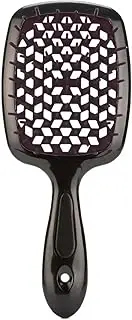 Fluffy Shape Mesh Comb Hairdressing Detangling Hair Brush Plastic Massage Dry and Wet Hollow Comb Salon Diy Hairdressing Tool(Black)