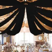 Black Ceiling Drapes Wedding Ceiling Curtains 5x20 FT 2 Panels Draping Fabric...