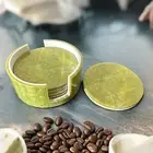 Handmade 5-Piece Jade Coaster Set Round Stone Drink Coasters for Home, Bar, Cups