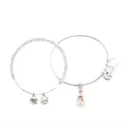ALEX & ANI Snowman Charm Beaded Bangle Bracelet Set BRAND NEW IN BOX