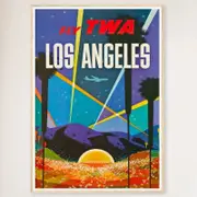 Galrie Vintage Los Angeles United States Airlines Travel Poster for Home Decor, Wood Frame, A1 60 x 84cm (23 x 33inch)