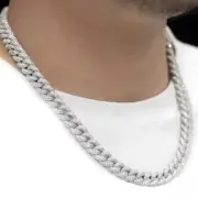 Premium 9mm Moissanite Miami Cuban 925 Sterling Silver Chain Necklace 7'' - 24''