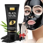 Blackhead Remover Mask Kit, Charcoal Face Mask, Peel Off Face Nose Mask with Face Mask Brush Pimple Extractors, Deep Cleansing Pore Blackhead Acne Removal Black Mask for All Skin Types (3.5 Fl.oz)