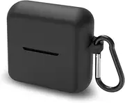 Geekria Silicone Case Cover Compatible with Skullcandy Mod True Wireless Earbuds, Protective Earphones Skin Cover with Keychain Hook, Charging Port Accessible, Front LED Visible (Black)