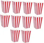 STOBAZA 10 Pack Printed Striped Popcorn Boxes for Party Supplies Candy Popcorn Containers Movie Theme Decorations