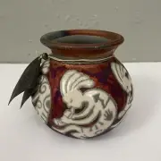 NEW Raku Pottery VASE Signed Jeremy Diller Kokopelli Studio Earth And Fire Pot