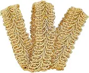 FINGERINSPIRE 15Yards Metallic Braid Lace Trim Gold Centipede Lace Ribbon Decorated Gimp Trim 5/8" x1.5mm for Christmas Halloween Decoration Wedding Bridal, Costume or Jewelry, Crafts and Sewing