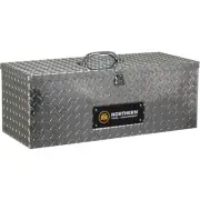 Northern Tool Tote Tool Box with Handle, Aluminum, Diamond Plate, Hasp Latch,