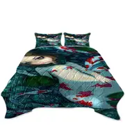 Koi Fish Pond Daydreaming Koi Mermaid Coverlet