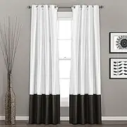 Lush Decor Prima Window Curtain Panel Pair, 84 inch x 54 inch, Black/White, Set of 2