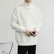 Long-Sleeve Turtleneck Knit Top White - 2XL