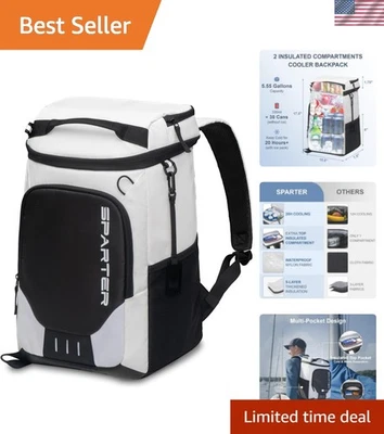 Lightweight Insulated Cooler Backpack with Dual Compartments - 20 Hour Cooling