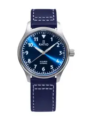 RATIO Skysurfer Pilot Blue Sunray Dial Leather Automatic RTS302 200M Mens Watch