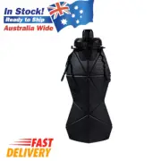 Black and Black Cup Lid Ultimate Foldable Silicone Water Bottle - Lightweight Le