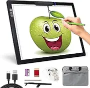 A4 Light Box for Tracing - Rechargeable Diamond Painting Light Board with Carry Case, Stepless Dimmable 6 Levels Brightness Light Table, Battery Powered Portable Light Pad for Weeding Vinyl Tracing