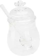 GRIRIW 1pc Glass Honey Jar with Lid and Stirring Stick Food Storage Container for Honey Cereal and More Airtight Design Kitchen Accessory for Home Organization
