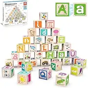 Magnetic Cubes 36 Piece Magnet Building Block Sensory Activity Center 1" Puzzle Cube 216 Pattern Early Education Toy Letter Alphabet Number Shape STEAM Learning Blocks Boy Girl Toddlers 3+ Montessori