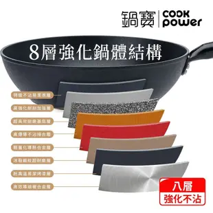 【CookPower 鍋寶】日式原木黑鍛八層不沾鍋平煎鍋26CM IH/電磁爐適用