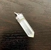 CRYSTALMIRACLE Exclusive Selenite Pointer Pendant 6 Faceted Wellness Crystal Healing Metaphysical Fashion Jewelry Men Women Gift Gemstone Accessory
