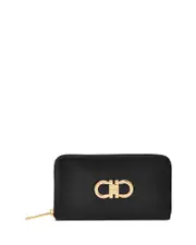 Ferragamo Gancini Leather Zipper Continental Wallet