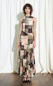 [SIEDRÉS] Fens Patchwork Velvet Maxi Dress