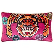 Furn Year Of The Tiger Velvet Cushion Cover Pink 50cm x 30cm