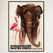 Galrie Vintage Switzerland Zoological Garden Zurich Poster Timeless Wall Art Home Decor, Black Frame, A3 30 x 42cm (12 x 16inch)