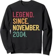 [X.Style] Vintage Legend Since November 2004 18th Birthday Retro Sweatshirt ds1581 Sweater (S) Black
