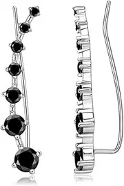 [generic] 7 Crystals Cuff Earrings Climber,Dainty Stud Earrings,Crawler Earrings Wraps Piercing Gifts for Women Girls