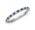 0.40 Cts F/VS Round Brilliant Cut Diamonds Sapphire Band Ring In 750 Fine...