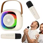 Karaoke Machine | Outdoor Portable Microphone and Speaker | RGB Lighting Wireless Speaker Microphone Set, Wireless Mics for Camping, Picnics, Family Parties, Birthdays, Weddings