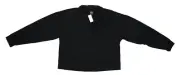 Gap Cloud Light Polo Sweatshirt Pullover Long Sleeve Fleece Black Womens M