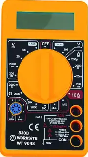 Worksite WT9048 Digital Voltmeter Ammeter Ohmmeter Multimeter Volt AC DC Tester