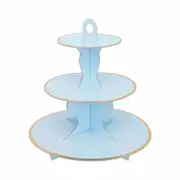 3 Tier Cupcake Stand Blue Cardboard Birthday Party Baby Shower Cake Dessert