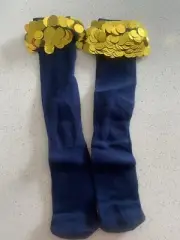 Peter Alexander Ladies Christmas Socks Navy Gold Sequin M/L