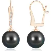 Tahitian Pearl and Diamond Leverback Earrings