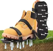 Huazu Grass Aerator Shoes, Epoxy Spike Garden Footwear with Adjustable Hook-and-Loop Straps | One-Size-Fits-All Lawn Aeration Shoes | Easy to Use | Yard/Patio Grass Carer