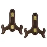 2pcs 4" Easel Plate Holder, Wooden Folding Display Stand Brown for Picture Frame