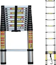Telescoping Ladder 1.4m/2m/2.6m/2.9m/3.2m/3.8m/4.1m/4.4m/4.6m/5.0m/5.4m/5.8m/6.2m Tall, Aluminum Portable Extension Telescopic Ladders for Climb Home Builders Attic Work Place Emer
