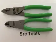 Snap-On Tools USA NEW 2pc GREEN Soft Grip Cutter & Slip Joint Plier Lot Set