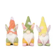 3 PCS Easter Bunny Gnomes Easter Bunny Ornaments Easter Gnomes Decorations for Home Spring Gnomes Plush Elf Dwarf Collectible Figurine